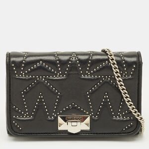 Jimmy Choo Star Studded Helia Black Leather Shoulder Bag